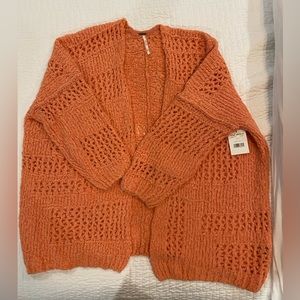 Free People Orange Knit Cardigan